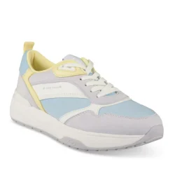 Baskets BLANC Femme Motif Paillettes Lacets