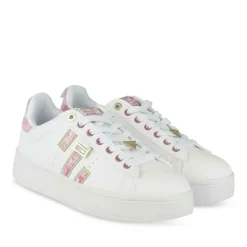 Baskets BLANC Femme Motif Tropical Lacets