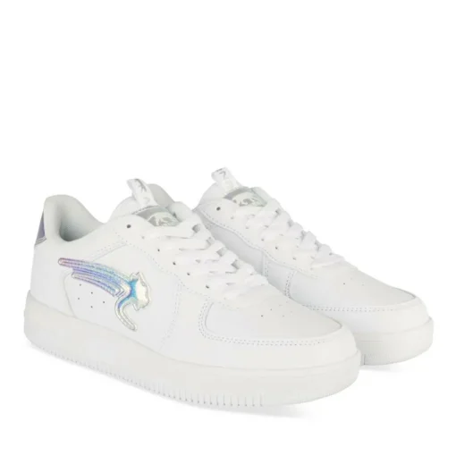 Baskets BLANC Femme Motif Uni Lacets