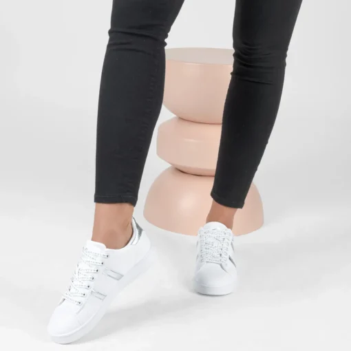 Baskets BLANC Femme Motif Multicolore Lacets
