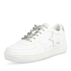 Baskets BLANC Femme Motif Etoiles Lacets