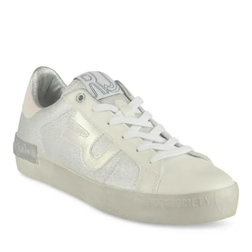 Baskets BLANC Femme Motif Iridescent Lacets