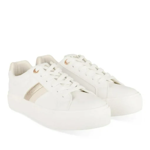 Baskets BLANC Femme Motif Uni Lacets