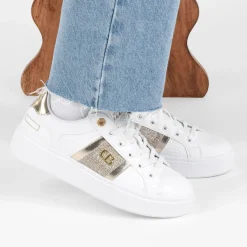Baskets BLANC Femme Motif Uni Lacets