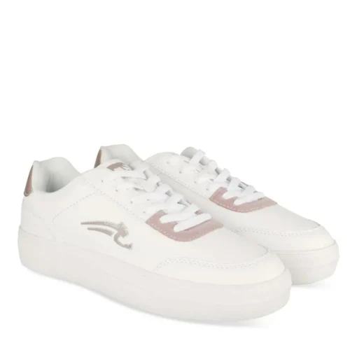 Baskets BLANC Femme Motif Uni Lacets