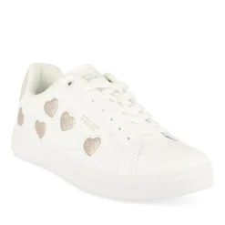 Baskets BLANC Femme Motif Uni Lacets