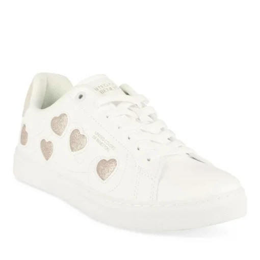 Baskets BLANC Femme Motif Uni Lacets
