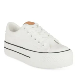 Baskets BLANC Femme Motif Uni Lacets