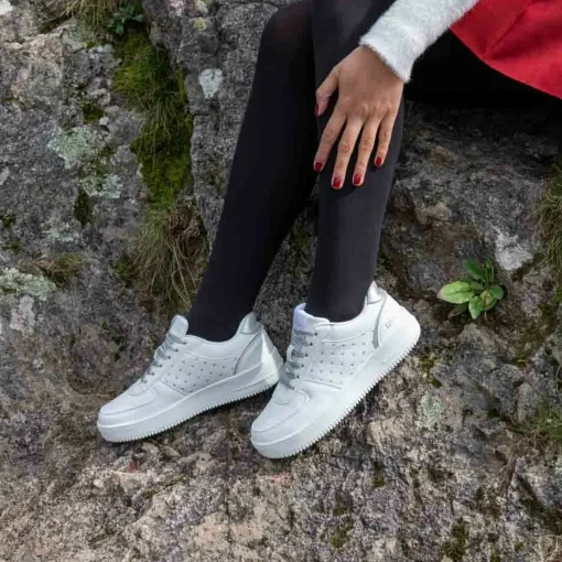 Baskets BLANC Femme Motif A Pois