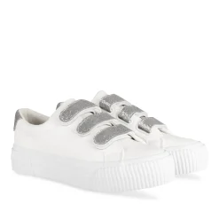 Baskets BLANC Femme Motif Uni Scratch