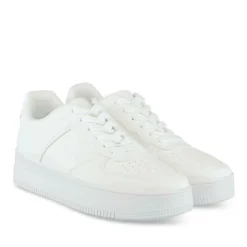 Baskets BLANC Femme Motif Uni Lacets