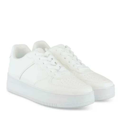 Baskets BLANC Femme Motif Uni Lacets