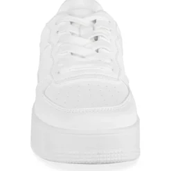 Baskets BLANC Femme Motif Uni Lacets