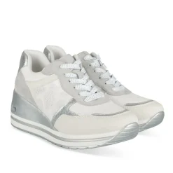 Baskets BLANC Femme Motif Paillettes Lacets