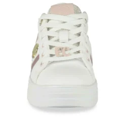Baskets BLANC Femme Motif Paillettes Lacets