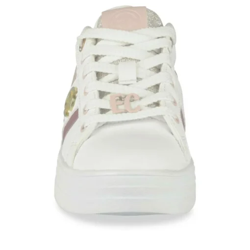 Baskets BLANC Femme Motif Paillettes Lacets
