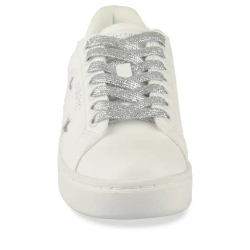 Baskets BLANC Femme Motif Paillettes Lacets