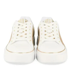 Baskets BLANC Femme Motif Paillettes Lacets