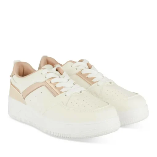 Baskets BLANC Femme Motif Uni Lacets