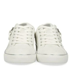 Baskets BLANC Femme Motif Paillettes Lacets