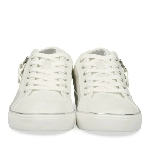 Baskets BLANC Femme Motif Paillettes Lacets