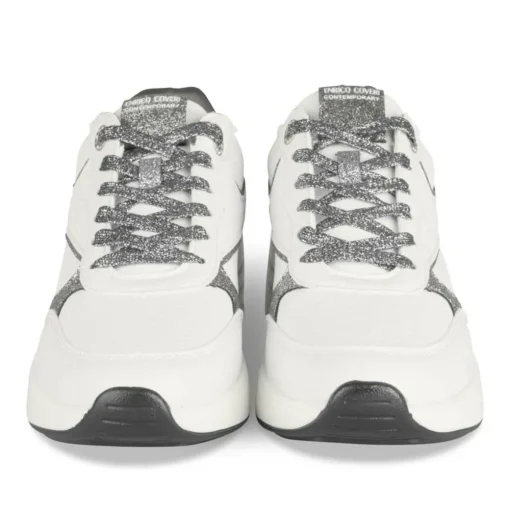 Baskets BLANC Femme Motif Uni Lacets