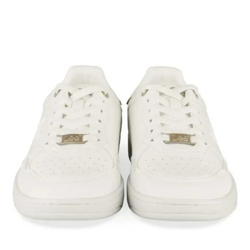 Baskets BLANC Femme Motif Paillettes Lacets