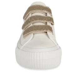 Baskets BLANC Femme Motif Paillettes Scratch