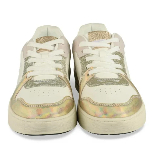 Baskets BLANC Femme Motif Iridescent Lacets