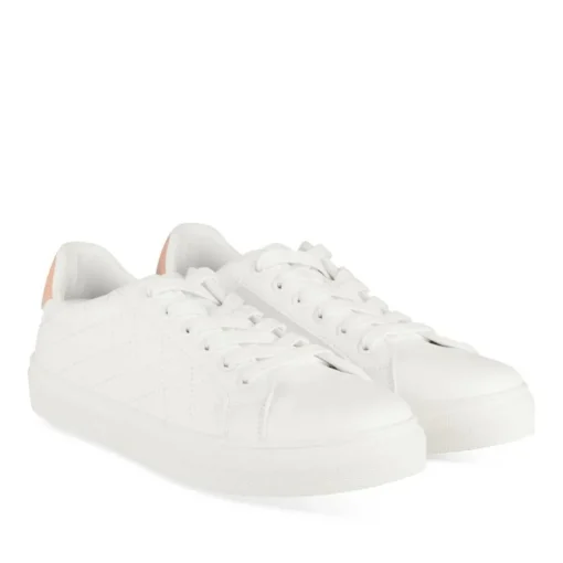 Baskets BLANC Femme Motif Uni Lacets