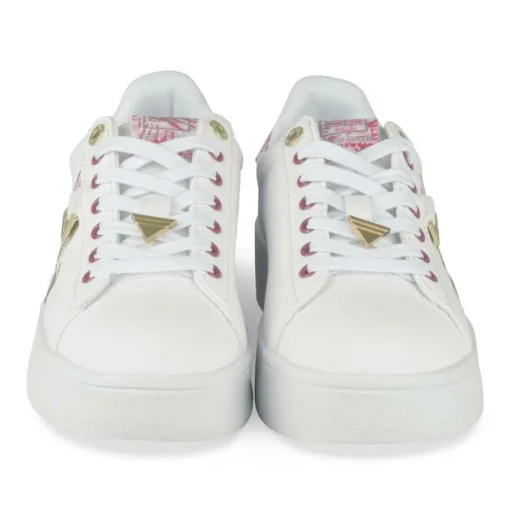 Baskets BLANC Femme Motif Tropical Lacets
