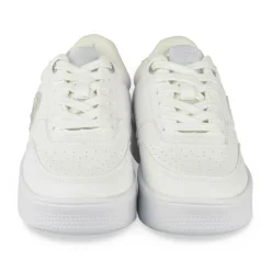 Baskets BLANC Femme Motif Paillettes Lacets
