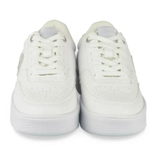 Baskets BLANC Femme Motif Paillettes Lacets