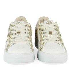 Baskets BLANC Femme Motif Paillettes Lacets