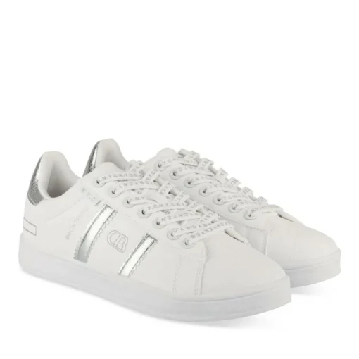Baskets BLANC Femme Motif Multicolore Lacets