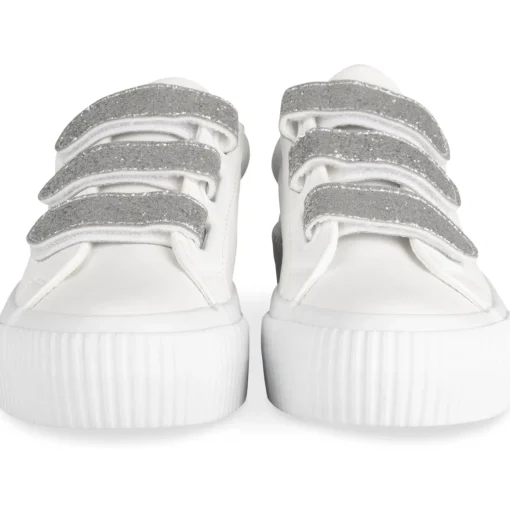 Baskets BLANC Femme Motif Uni Scratch