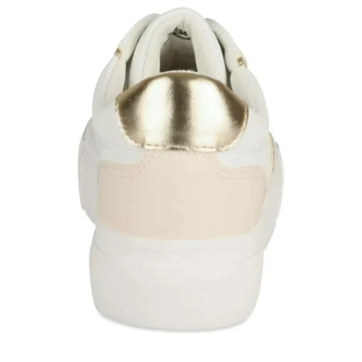 Baskets BLANC Femme Motif Paillettes Lacets