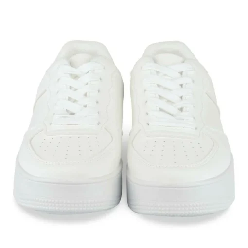Baskets BLANC Femme Motif Uni Lacets