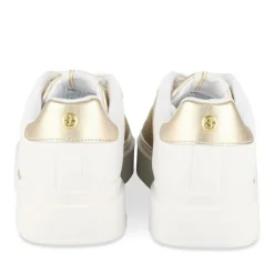 Baskets BLANC Femme Motif Paillettes Lacets