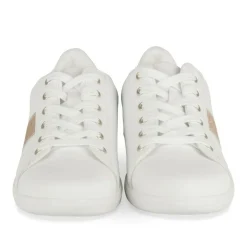Baskets BLANC Femme Motif Paillettes Lacets