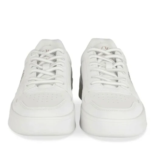 Baskets BLANC Femme Motif Uni Lacets