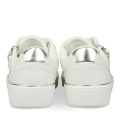 Baskets BLANC Femme Motif Paillettes Lacets