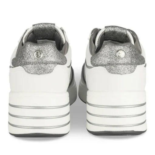 Baskets BLANC Femme Motif Uni Lacets