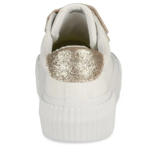 Baskets BLANC Femme Motif Paillettes Scratch