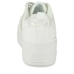 Baskets BLANC Femme Motif Paillettes Lacets