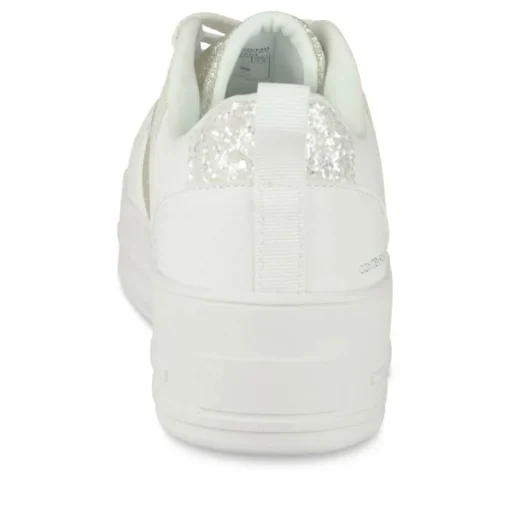 Baskets BLANC Femme Motif Paillettes Lacets