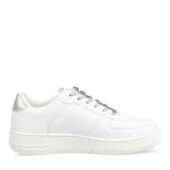 Baskets BLANC Femme Motif Etoiles Lacets