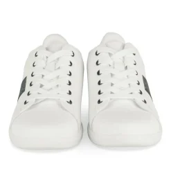 Baskets BLANC Femme Motif Paillettes Lacets
