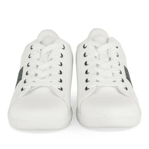 Baskets BLANC Femme Motif Paillettes Lacets