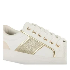 Baskets BLANC Femme Motif Paillettes Lacets